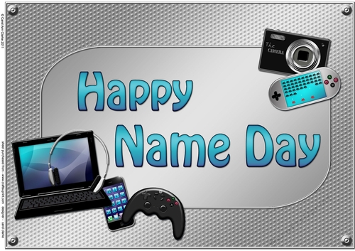 A4 HAPPY NAME DAY Gadgets n Gizmos Card Topper