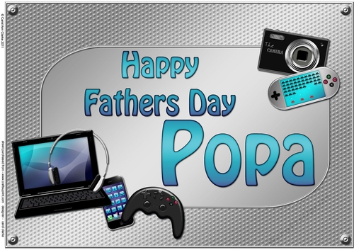A4 HAPPY FATHERS DAY POPA Gadgets n Gizmos Card Topper
