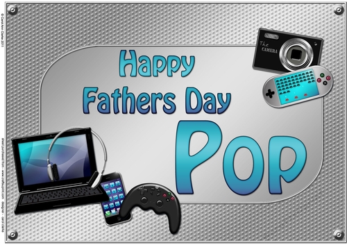 A4 HAPPY FATHERS DAY POP Gadgets n Gizmos Card Topper