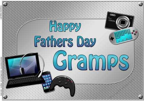 A4 HAPPY FATHERS DAY GRAMPS Gadgets n Gizmos Card Topper