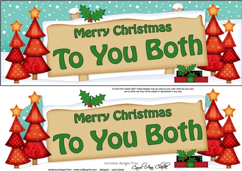 Large DL Merry Christmas TO YOU BOTH with Xmas Trees 3D decoupage