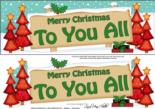 Large DL Merry Christmas TO YOU ALL with Xmas Trees 3D decoupage