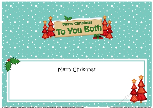 Large DL Merry Christmas TO YOU BOTH with Xmas Trees insert