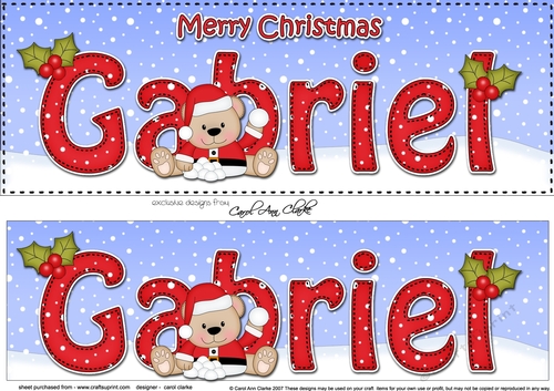 Large DL Merry Christmas GABRIEL 3D decoupage