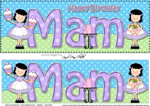 Large DL Happy Birthday MAM 3D decoupage