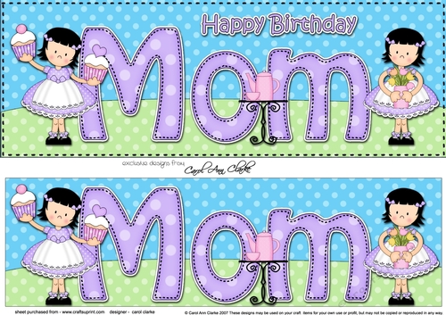 Large DL Happy Birthday MOM 3D decoupage