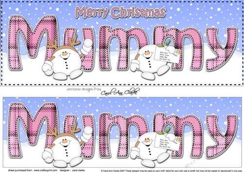 Large DL Merry Christmas MUMMY 3D decoupage 