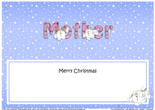 Large DL Merry Christmas MOTHER insert