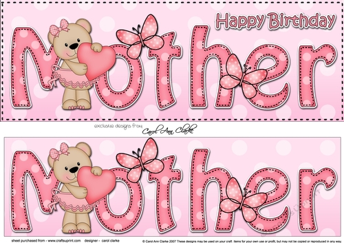 Large DL Happy Birthday MOTHER 3D decoupage