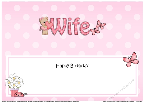 Large DL Happy Birthday WIFE insert