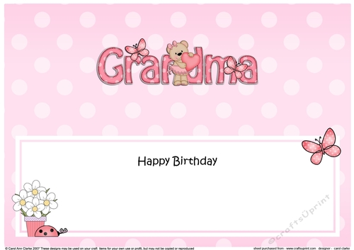 Large DL Happy Birthday GRANDMA insert