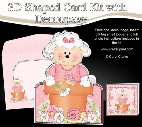 3D Shaped Card  Kit - Flowerpot Friends - Cute Little Laura Lamb