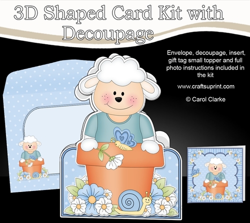 3D Shaped Card  Kit - Flowerpot Friends - Cute Little Laurie Lamb