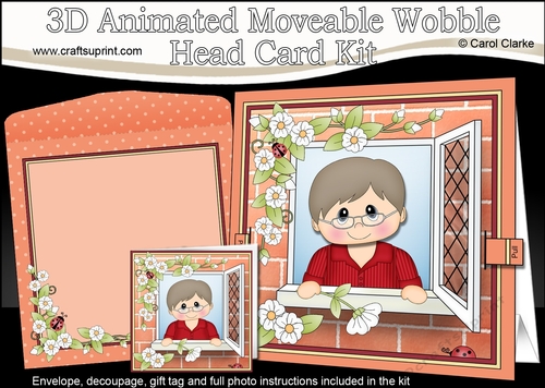 3D Animated Moveable Wobble Head Card Kit - Through the Window Older Man Vance