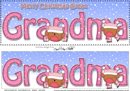 Large DL Merry Christmas GREAT GRANDMA 3D decoupage 