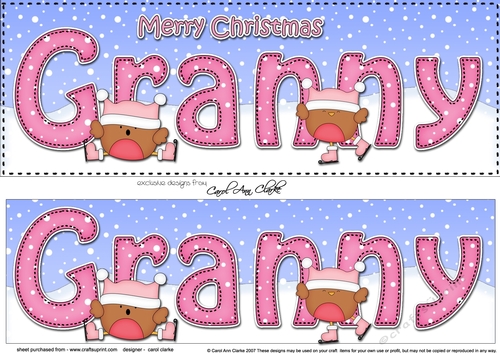 Large DL Merry Christmas GRANNY 3D decoupage 