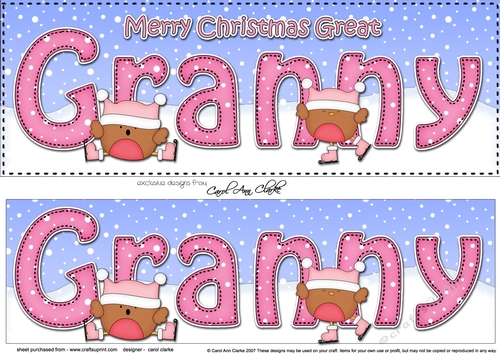 Large DL Merry Christmas GREAT GRANNY 3D decoupage 