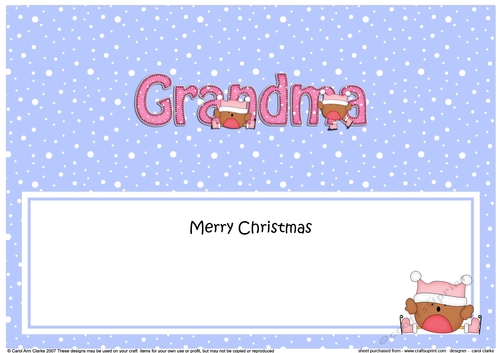 Large DL Merry Christmas GRANDMA insert