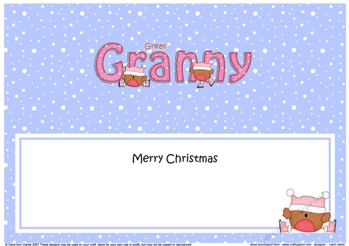 Large DL Merry Christmas GREAT GRANNY insert