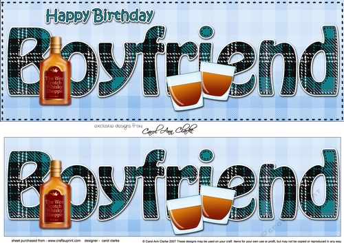 Large DL Happy Birthday BOYFRIEND 3D decoupage