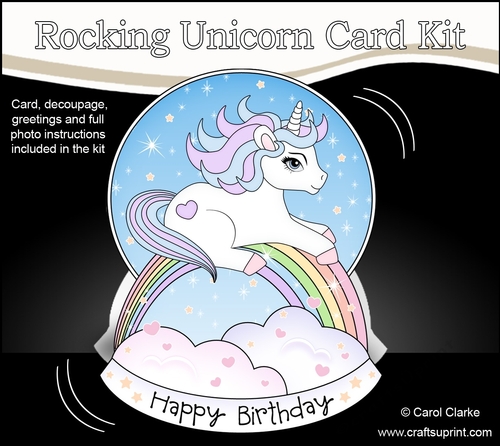 3D Shaped Rocking Card Mini Kit  -  Cute Little Unicorn Magic