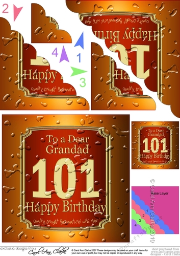 101st Birthday Grandad Beer Label Scalloped Corner Stacker