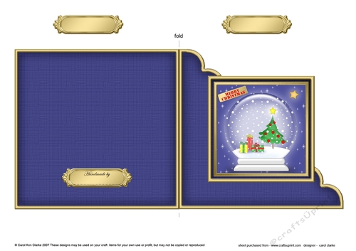 Cute Christmas Tree Snowglobe Cut and Fold Corner Card