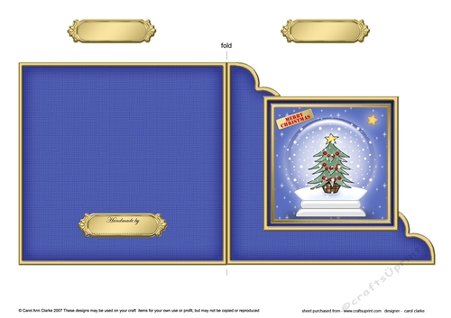 Cute Christmas Tree Snowglobe Cut and Fold Corner Card