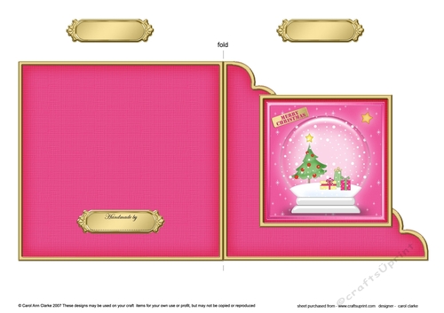 Cute Christmas Tree Snowglobe Cut and Fold Corner Card