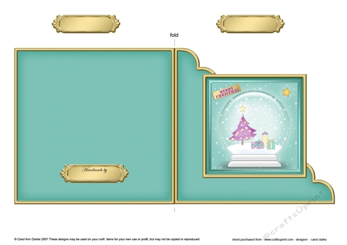Cute Christmas Tree Snowglobe Cut and Fold Corner Card