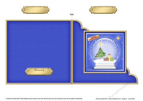 Cute Christmas Tree Snowglobe Cut and Fold Corner Card