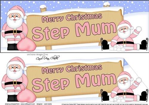 large DL Merry Christmas STEP MUM with Santa 3D decoupage