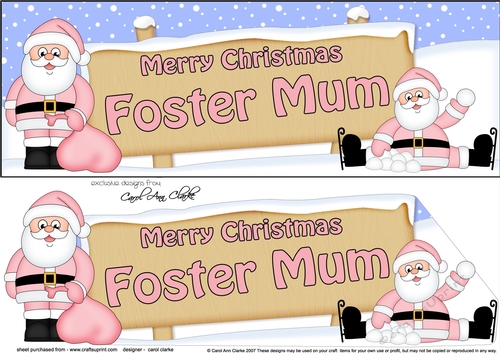 large DL Merry Christmas FOSTER MUM with Santa 3D decoupage