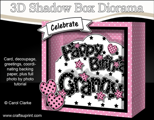3D Diorama Shadow Box Word Card Mini Kit  -  Happy Birthday GRANNY