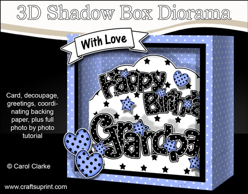 3D Diorama Shadow Box Word Card Mini Kit  -  Happy Birthday GRANDPA