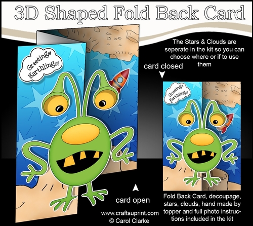 3D Shaped No-Hole Fold Back Mini Kit -  Cute Alien Coeh
