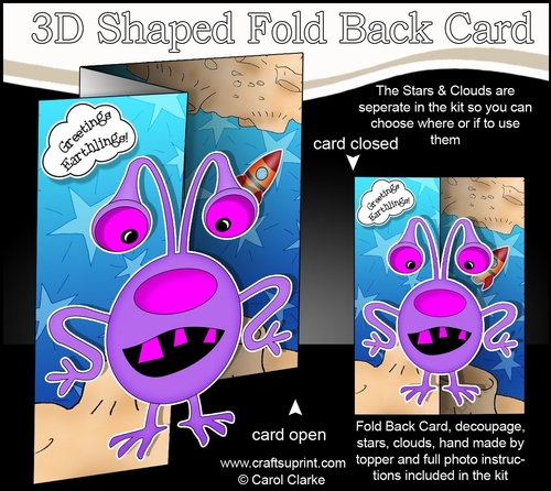 3D Shaped No-Hole Fold Back Mini Kit -  Cute Alien Zuth