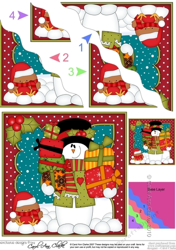 Christmas Snowman Rio has lots of Presents Wavy Corner Side Stacker