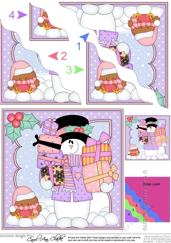 Christmas Snowman Rio has lots of Presents Wavy Corner Side Stacker