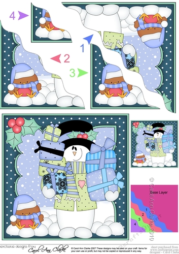 Christmas Snowman Rio has lots of Presents Wavy Corner Side Stacker