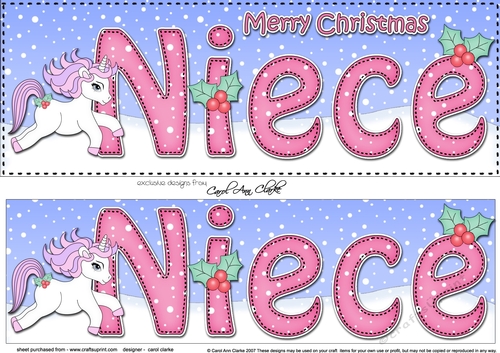 Large DL Merry Christmas NIECE 3D decoupage 