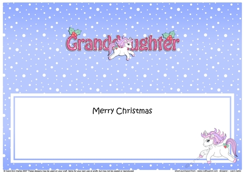 Large DL Merry Christmas GRANDDAUGHTER insert