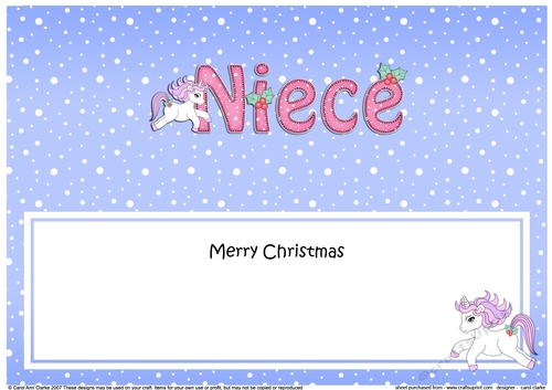 Large DL Merry Christmas NIECE insert