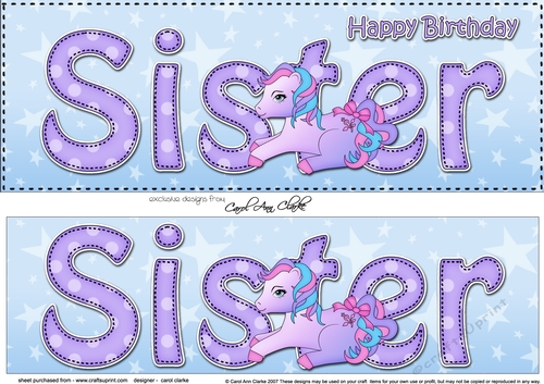 Large DL Happy Birthday SISTER 3D decoupage