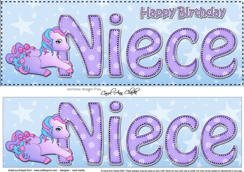 Large DL Happy Birthday NIECE 3D decoupage