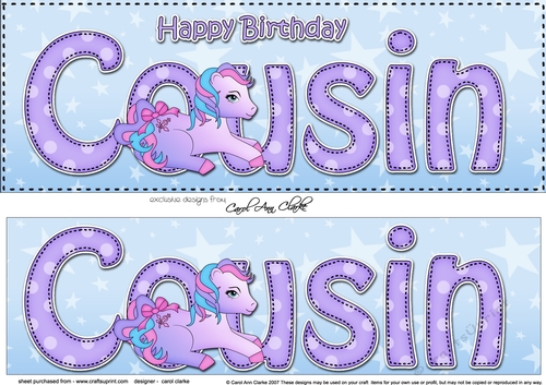 Large DL Happy Birthday COUSIN 3D decoupage