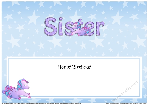 Large DL Happy Birthday SISTER insert