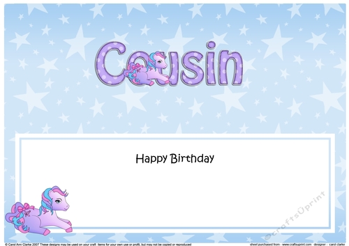 Large DL Happy Birthday COUSIN insert