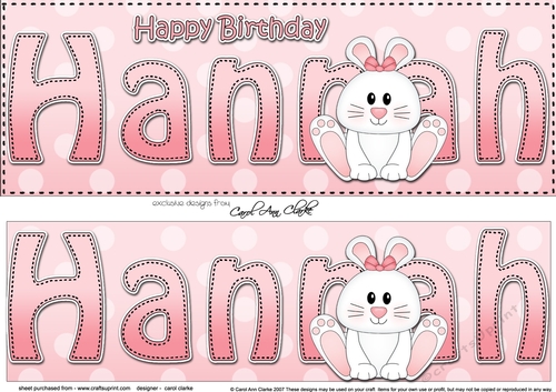 Large DL Happy Birthday HANNAH 3D decoupage