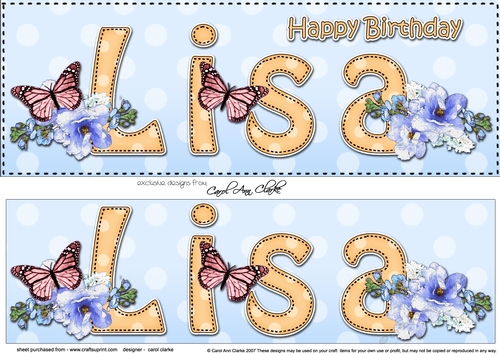Large DL Happy Birthday LISA 3D decoupage
